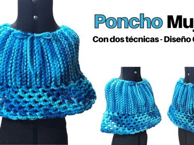 Aprende a tejer Poncho Godet de Mujer a Dos Agujas y Crochet