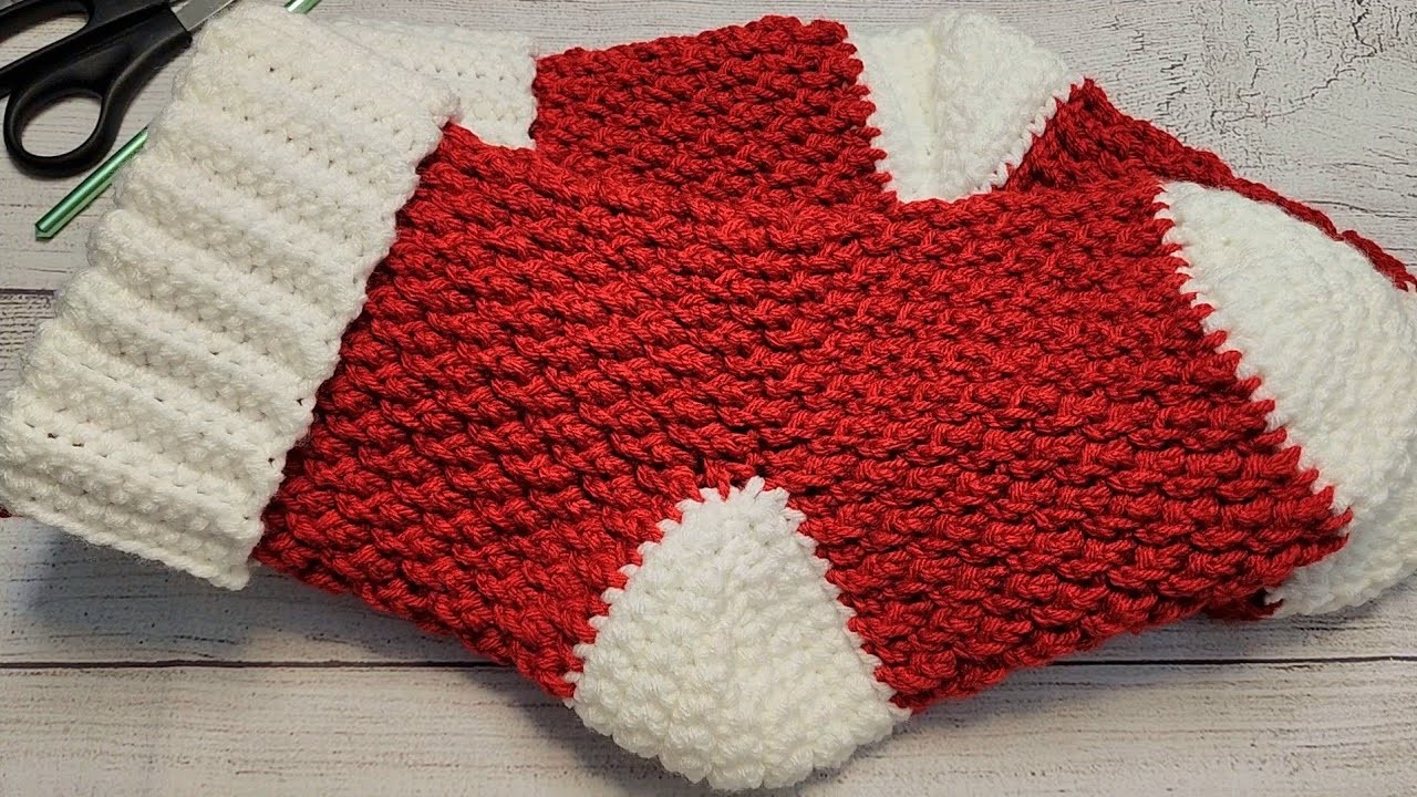 COMO TEJER CALCETÍNES NAVIDEÑOS PARA ADORNAR TU HOGAR. #crochet #tejido #knitting #yarn #craft
