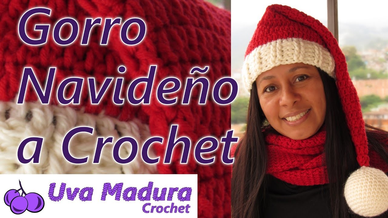 Gorro de navidad tejido a CROCHET Paso a Paso