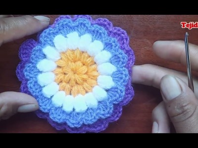 Para colchas- cojines Muestra cuadra a crochet en Hermosa flor???? 6°to vídeo Primer Parte del video.