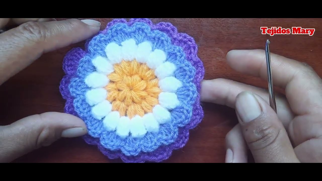 Para colchas- cojines Muestra cuadra a crochet en Hermosa flor???? 6°to vídeo Primer Parte del video.
