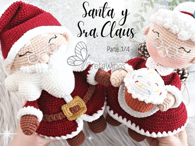 Santa y Señora Claus- Papá Noel y Mama Noela AMIGURUMI Parte 1.4 paso a paso Sub ????????????????. GretaWings