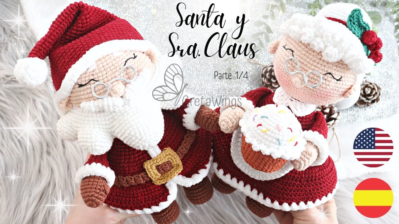Santa y Señora Claus- Papá Noel y Mama Noela AMIGURUMI Parte 1.4 paso a paso Sub ????????????????. GretaWings