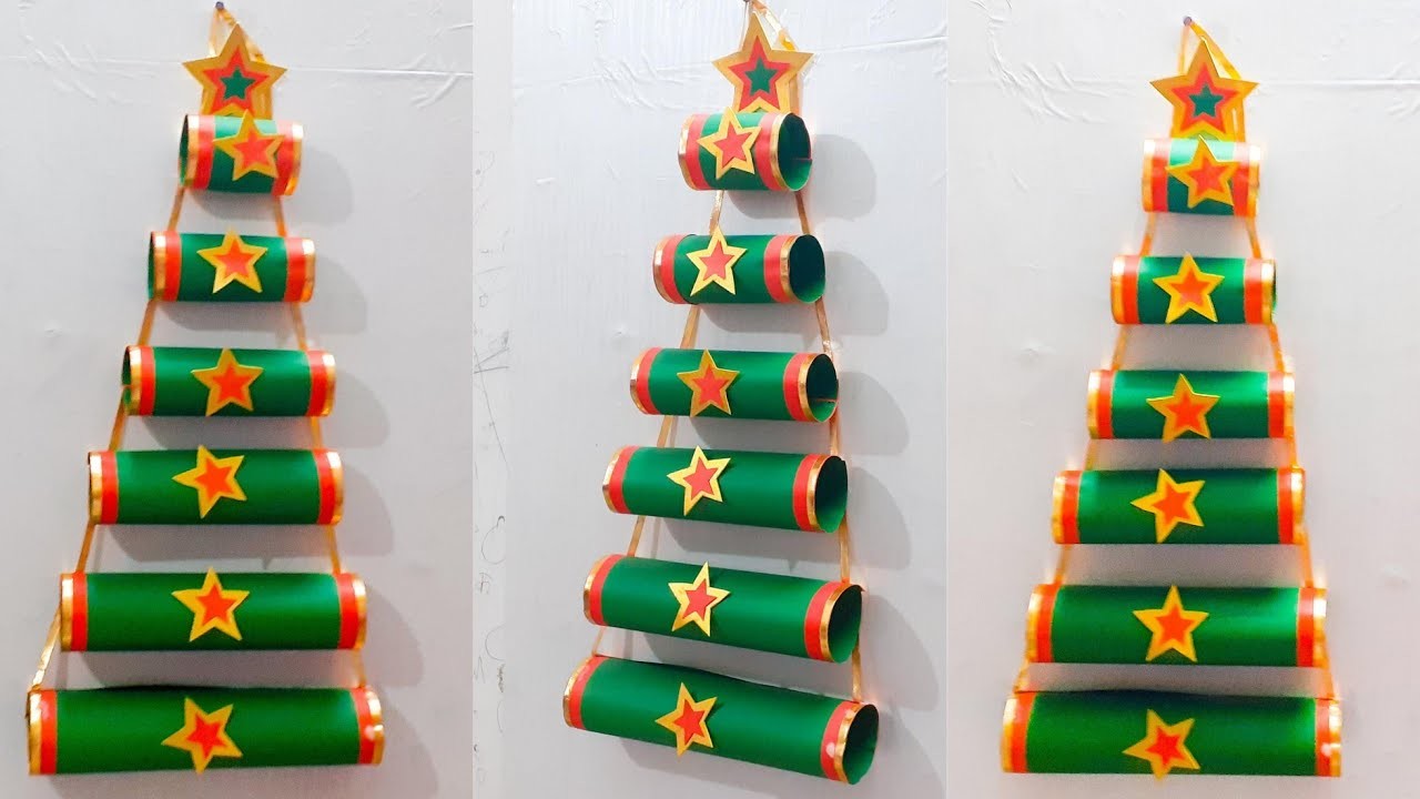 Diy paper christmas tree making.diy Christmas wall decoration ideas.diy Christmas paper crafts