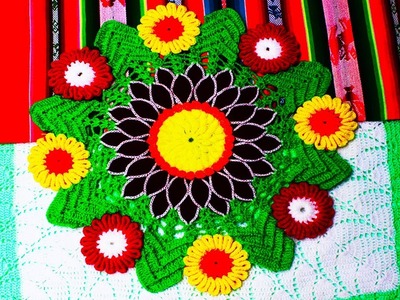 Exhibición de adornos de mesa (con decoración de flores) "crochet"