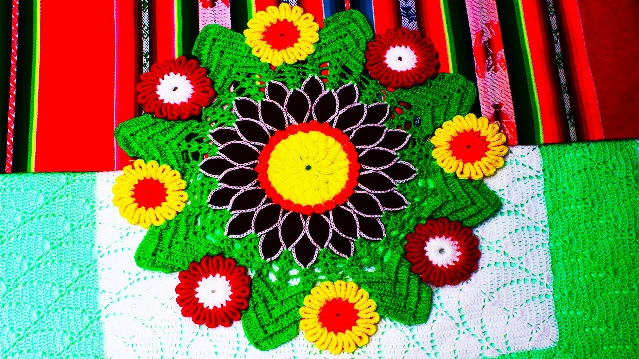 Exhibición de adornos de mesa (con decoración de flores) "crochet"