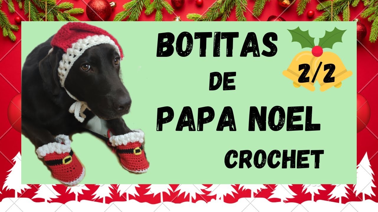 Tejidos a crochet para MASCOTAS  ???? Botitas de PAPA NOEL para mascotas Tutorial paso a paso Video 2.2