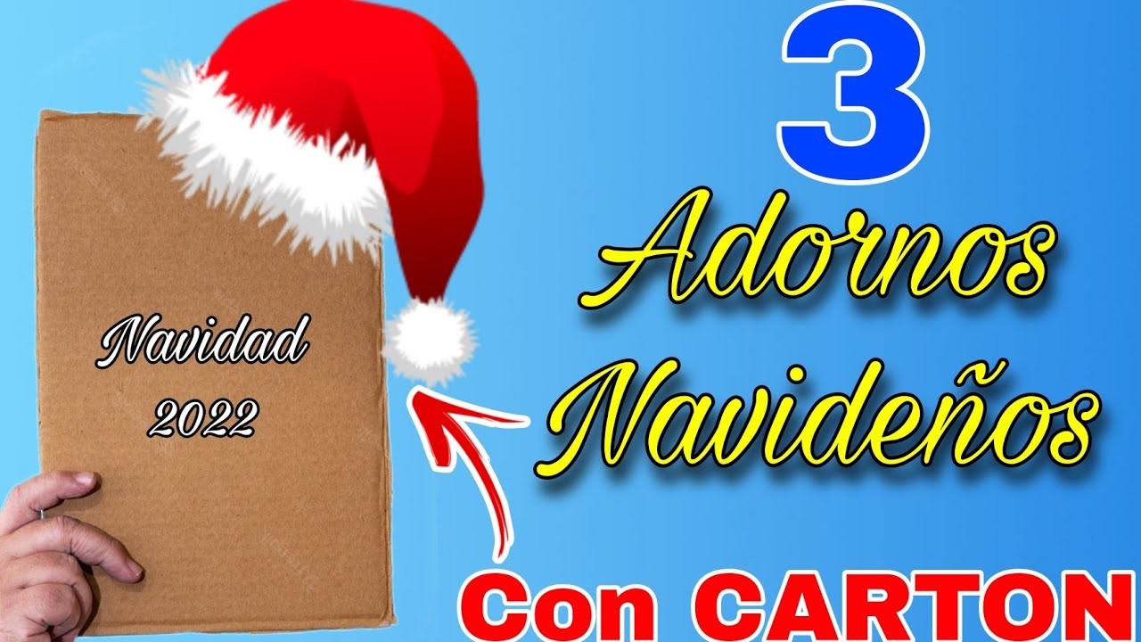 3 Hermosos Adornos Navideños con Cartón RECICLADO manualidades navideñas con carton  navidad 2022