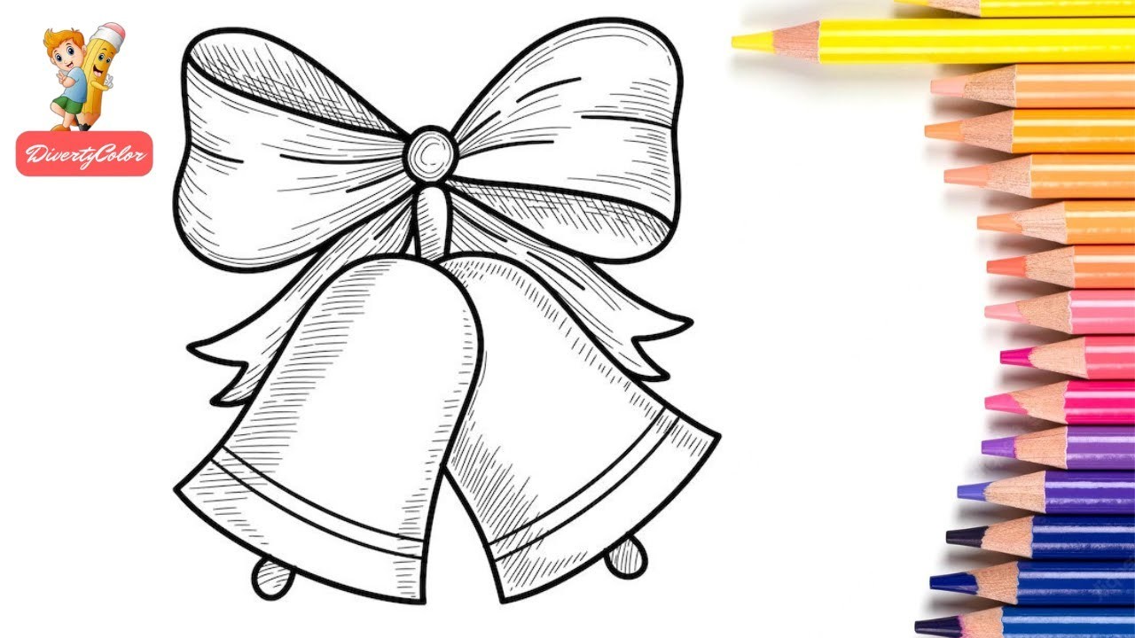 Aprende a Dibujar y Colorear Campanas de Navidad, Dibujo para niños de Navidad