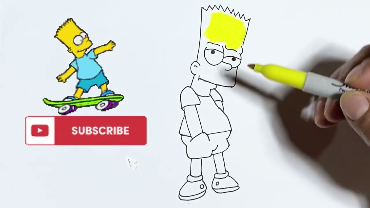 Como dibujar a Bart Simpson paso a paso. dibujos fáciles para niños. easy draw for kids. Kids House