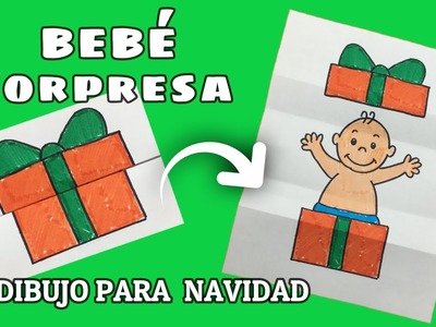 Cómo dibujar un Bebé regalo sorpresa para Navidad | Dibujos de Navidad