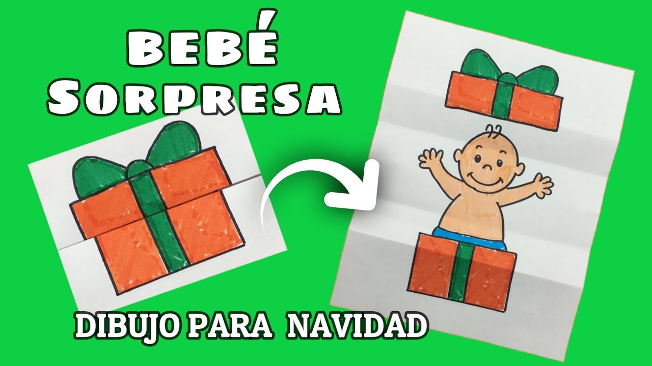 Cómo dibujar un Bebé regalo sorpresa para Navidad | Dibujos de Navidad