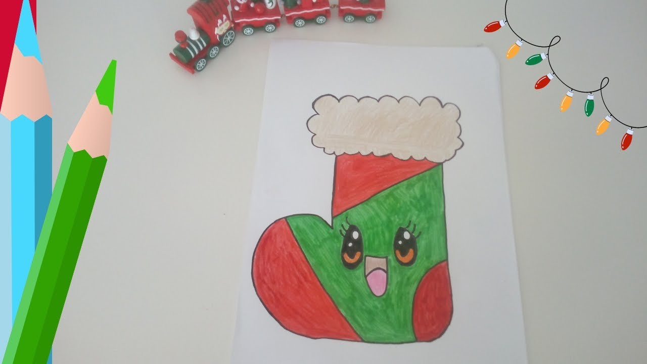 Como dibujar un CALCETÍN de navidad⛄|Dibujos fáciles - Dibujos Kawaii #dibujosfaciles #kawaii #cute