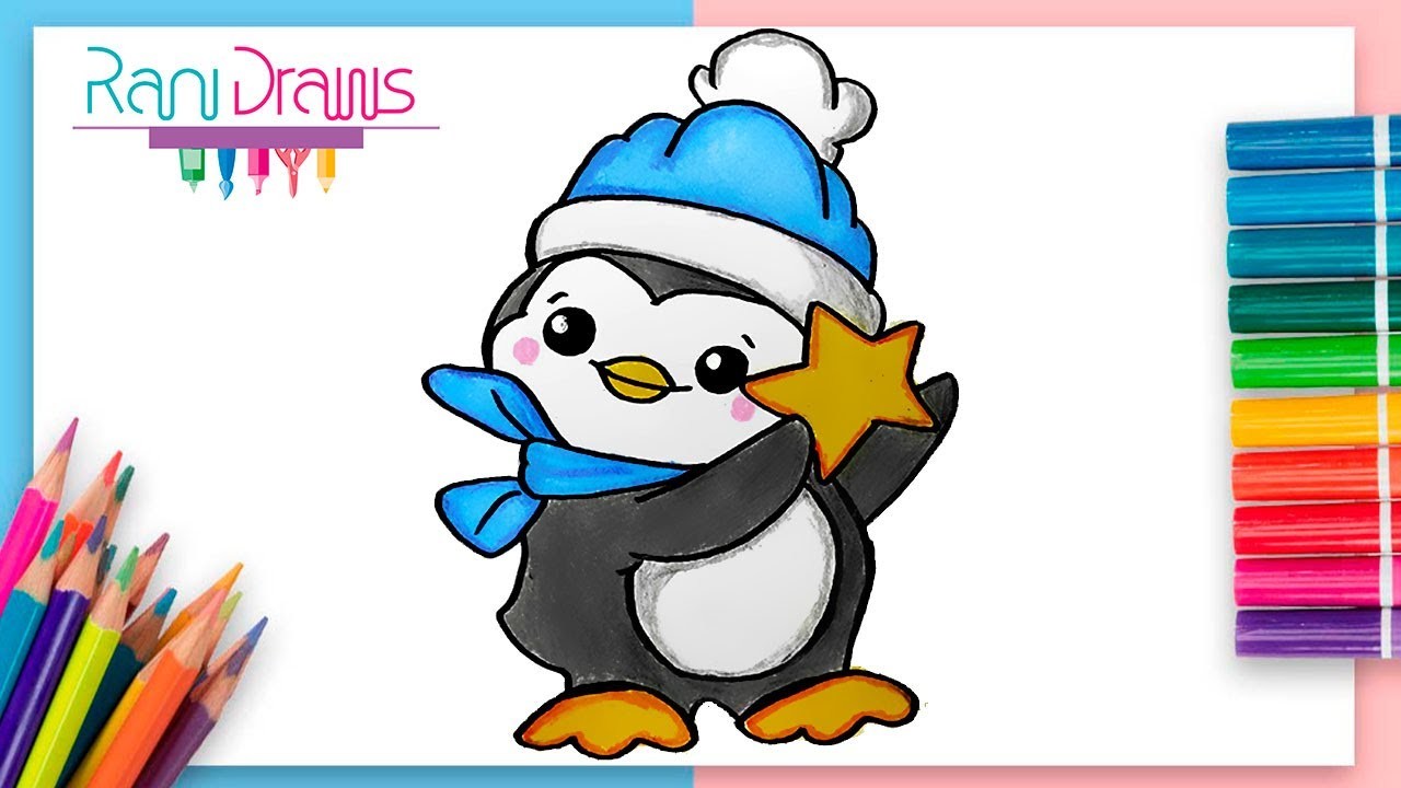 Cómo dibujar un PINGÜINO kawaii - ideas de dibujos fáciles