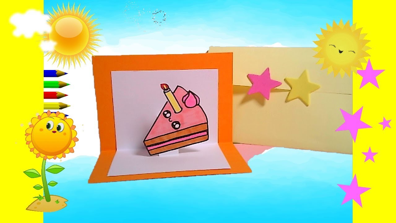 DIY  Cómo hacer Manualidades con papel fácil Tarjetas de regalo pop up Pastel de cumpleaños