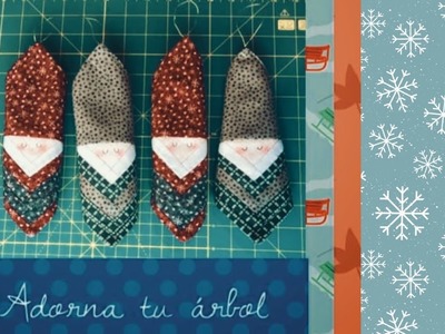 Santas y duendes hechos en patchwork, técnica Log Cabin, para colgar en tu árbol ????????????????