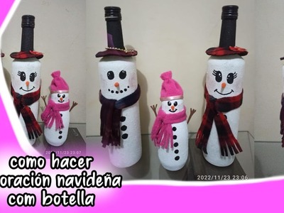 Adorno navideño de muñeco de nieve con material reciclable ⛄⛄⛄