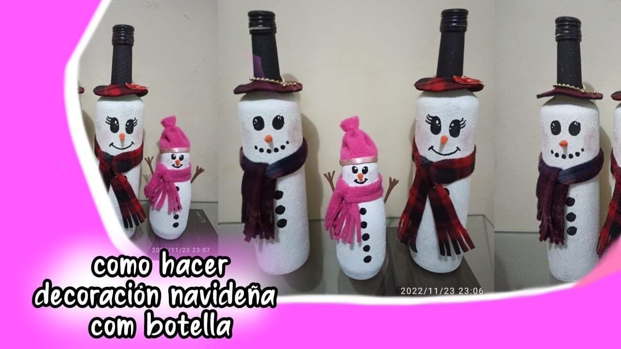 Adorno navideño de muñeco de nieve con material reciclable ⛄⛄⛄