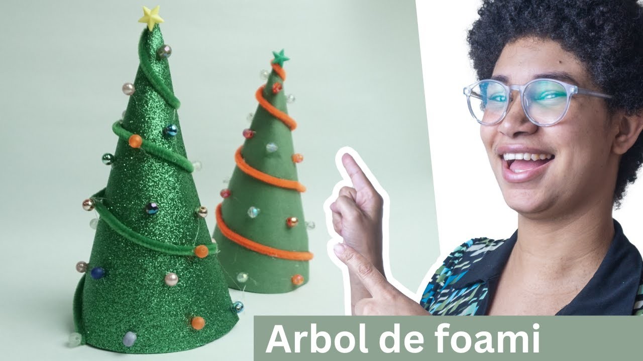 Manualidades navideñas con foami paso a paso - cómo hacer árboles de navidad en foami