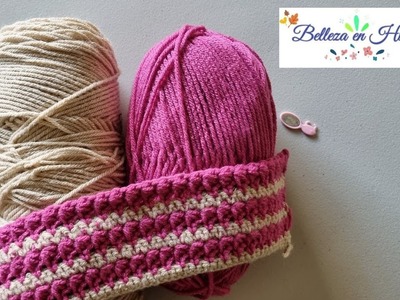Aprende Hermosa Puntada en Crochet en dos Colores!
