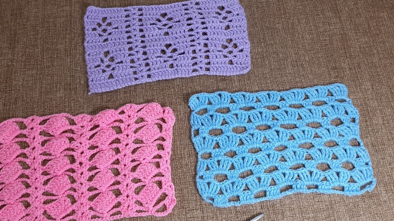 Video completo de tres hermosos Puntos en crochet paso a paso fácil de tejer