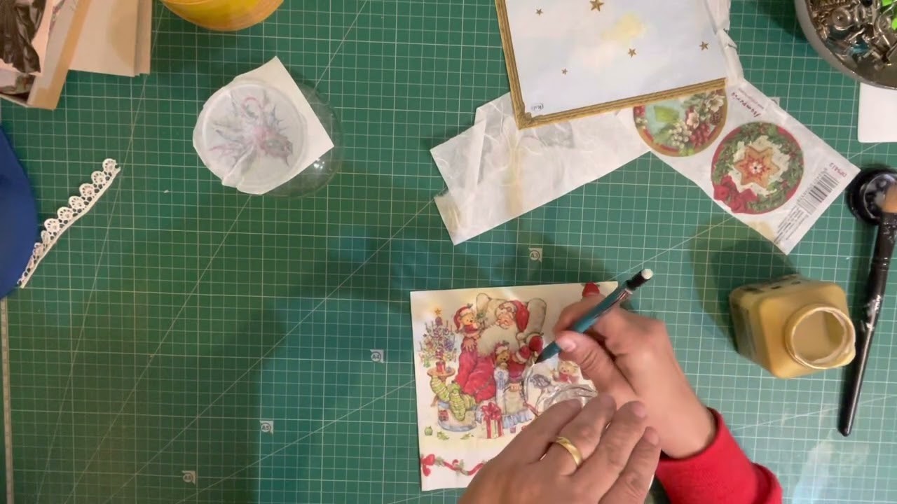 Copas decoradas con decoupage para navidad