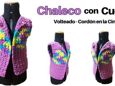 Chaleco con Cuello volteado básico y súper fácil de Tejer a Crochet en diferentes Tallas