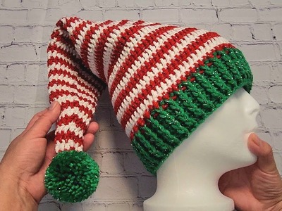 COMO SE TEJE UN GORRO DE PAPA NOEL NAVIDEÑO PARA ADULTOS #crochet #christmas #knitting #hats #yarn
