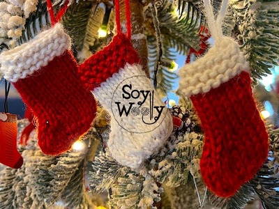 Cómo tejer adornos de Navidad: Mini Botas muy fáciles tejidas con agujas rectas - Soy Woolly
