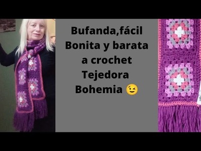 Cómo tejer fácil bufanda,con grannys .‎@Tejedora Bohemia.