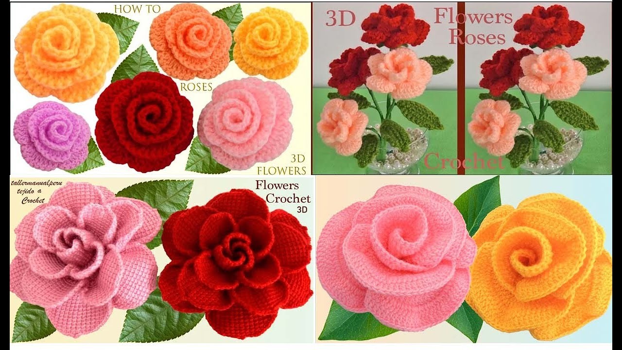 Festival de Rosas a Crochet para aplicaciones adornos ganchos regalos