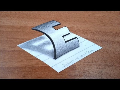 Muy fácil - Cómo dibujar la letra E en 3D - ilusión óptica - How to draw 3D letter E ( Trick Art )
