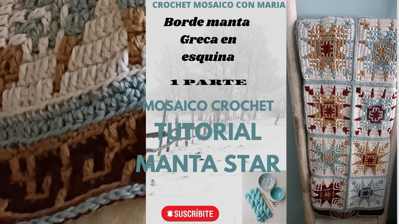Borde en esquina en Mosaico Crochet 1 Parte  (terminación de la  Manta Star )repetición