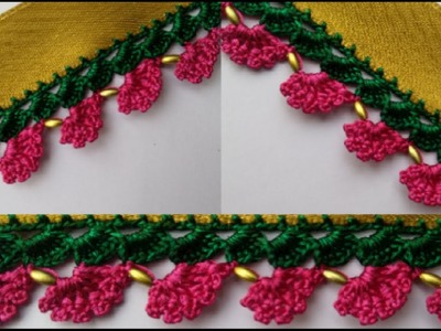 Slanting arch dedign#crochet#sareekuchu#bridalsareekuchu#saree#tassels#tutorial#Gruhiniya kalike.