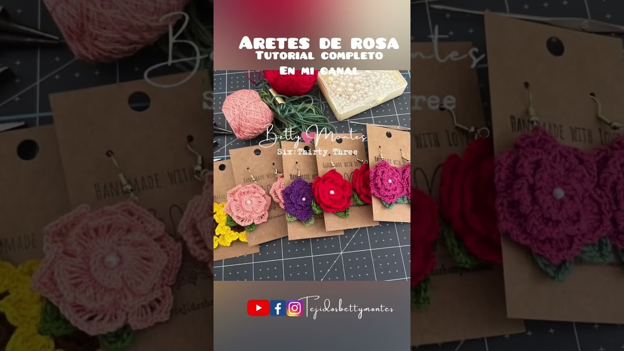 ARETES DE ROSAS. A MIS AMIGAS LES HA ENCANTADO Y YA PERDÍ LA CUENTA DE LA CANTIDAD QUE HE TEJIDO.