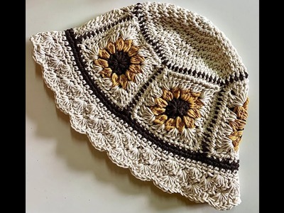 Materiales piluso girasol tejido a crochet.