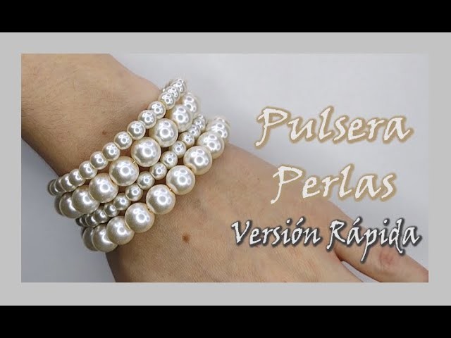 Pulsera de perlas grandes y pequeñas con alambre de memoria en versión rápida.
