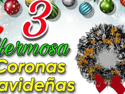 3 Hermosas Coronas Navideñas  manualidades con carton Adornos navideños 2022 Christmas