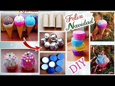 3 ideas de ADORNOS navideños con reciclaje || *DIY Manualidades Navideñas || Dulces navideños ♻️????????✂️