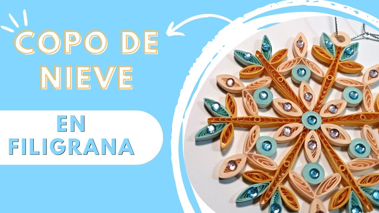 Copo de nieve en filigrana | Easy Paper Quilling Snowflake | How to make Christmas ornament for tree