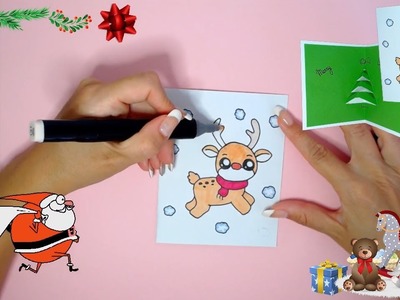 DIY  Cómo hacer tarjetas de regalo. Manualidades Navidad con papel fácil Pop up 3d