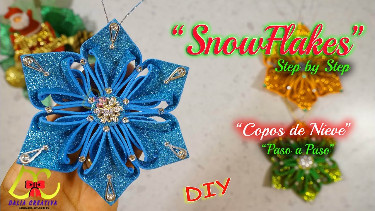 DIY Snowflakes Christmas Decorations.Copo de Nieve #christmasdecorations #daliacreativa #diycrafts