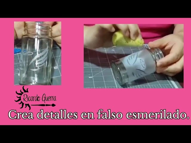 Ideas. Como hacer detalles en falso esmerilado en vidrio. manualidades de reciclado. vidrio opaco