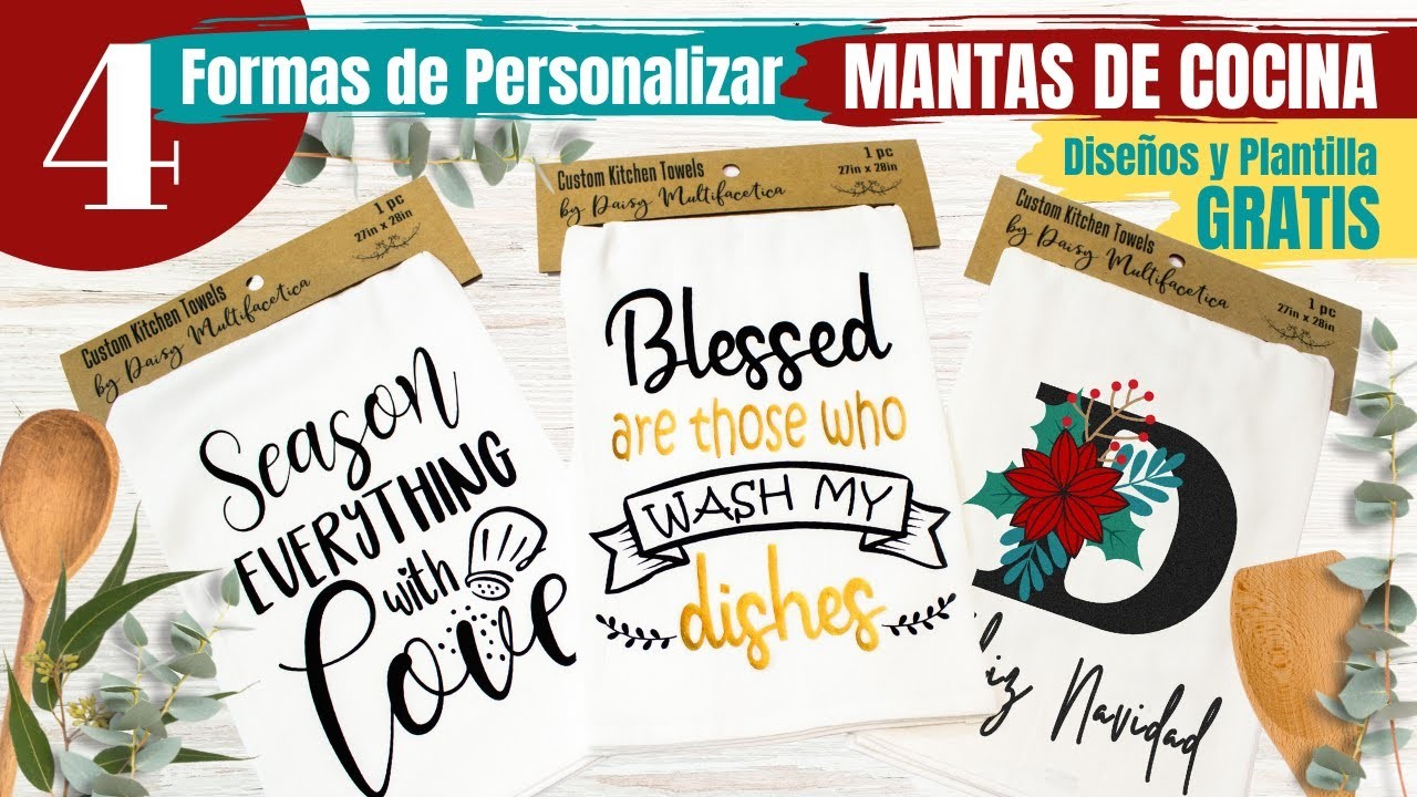 4 Formas de Personalizar MANTAS DE COCINA y Como hacer Etiqueta para Exhibirlas {IDEAS DE DEGALO}