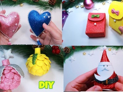 Diy 4 ideas de adornos de Navidad en foami o goma eva muy fáciles, adornos navideños