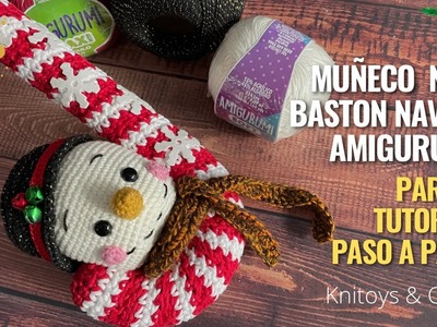 Muñeco Nieve SNOWMAN. Bastón NAVIDEÑO Crochet - PARTE 2 Tutorial FACIL y RAPIDO - English Subtitles