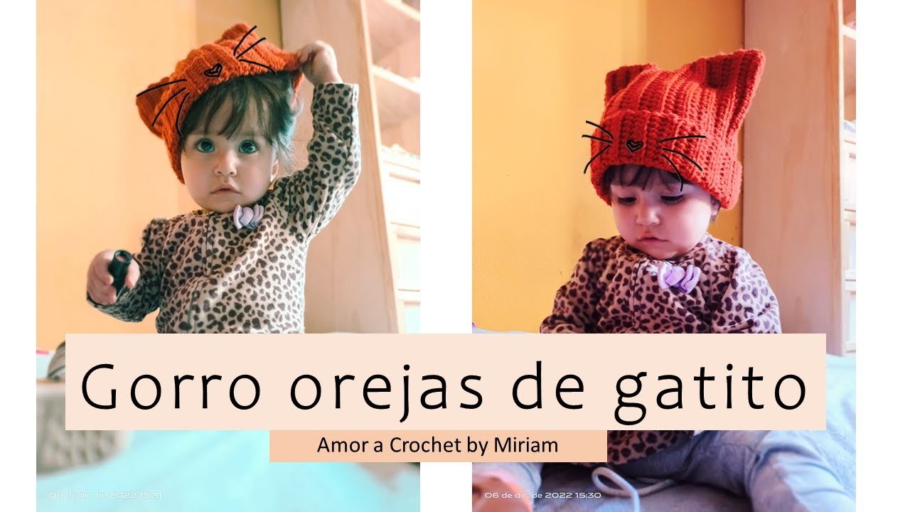 Gorro Gatito Crochet. Todas las tallas