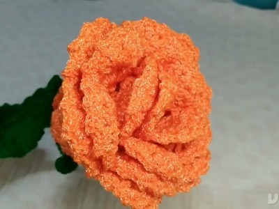 Hermosa Rosa  de punto abanico a crochet