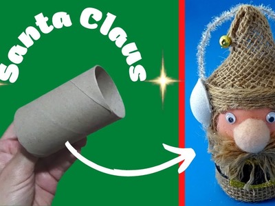 SANTA CLAUS CON TUBO DE PAPEL HIGIÉNICO. PAPÁ NOEL  ⭐ #reciclaje