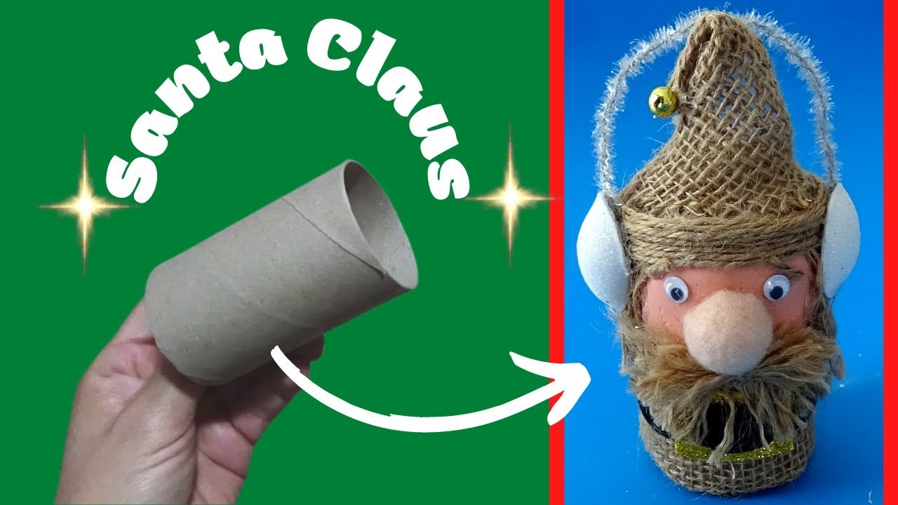 SANTA CLAUS CON TUBO DE PAPEL HIGIÉNICO. PAPÁ NOEL  ⭐ #reciclaje